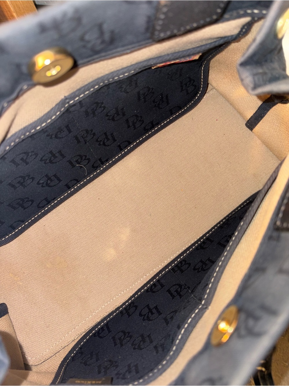 Dooney & Bourke Black DB Logo Drawstring Satchel with Gold Hardware - Picture 8 of 9